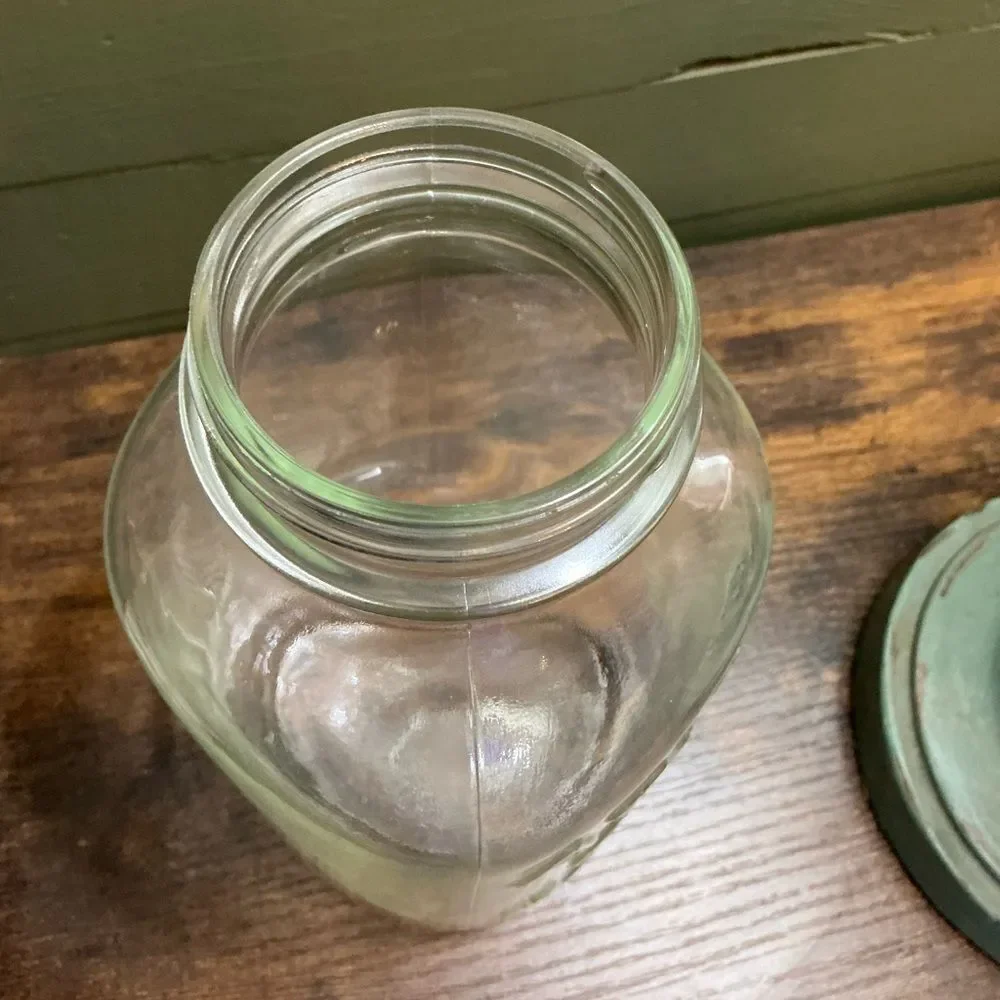 Vintage Atlas Strong Shoulder Mason Jar 9.5” Clear Glass No Lid